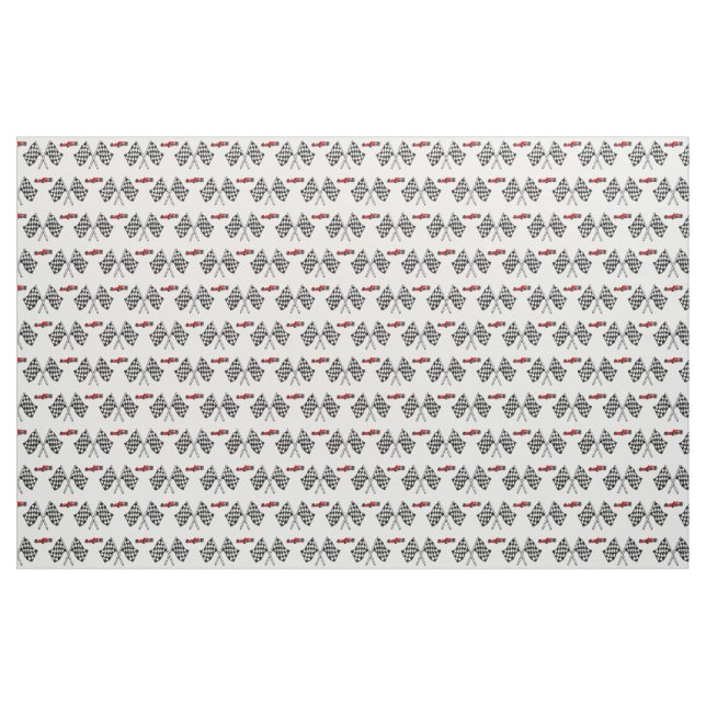Checker Race Flag & Red Race Car Fabric (Yard)