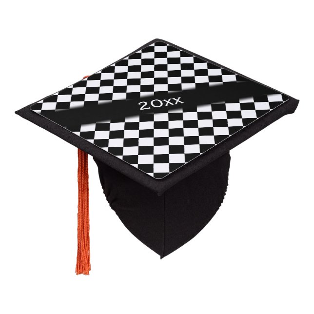 Checker Race Flag Year Graduation Cap Topper (Angled)