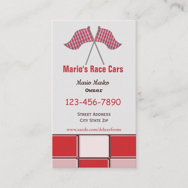 Checker Race Flags Pink Squares Business Card (Front)