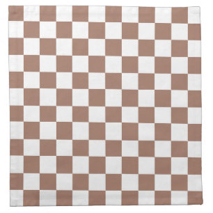 Checker squares mocha brown white geometric retro cloth napkin