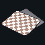 Checker squares mocha brown white geometric retro laptop sleeve<br><div class="desc">Checker squares mocha brown white geometric retro pattern gift for anyone. Cool retro checkered geometric square pattern. Vintage tile mousse brown and white modern checker.</div>