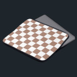 Checker squares mocha brown white geometric retro laptop sleeve<br><div class="desc">Checker squares mocha brown white geometric retro pattern gift for anyone. Cool retro checkered geometric square pattern. Vintage tile mousse brown and white modern checker.</div>