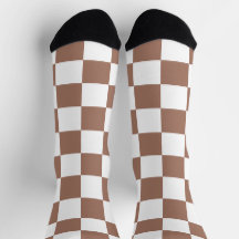 Checker squares mocha brown white geometric retro
