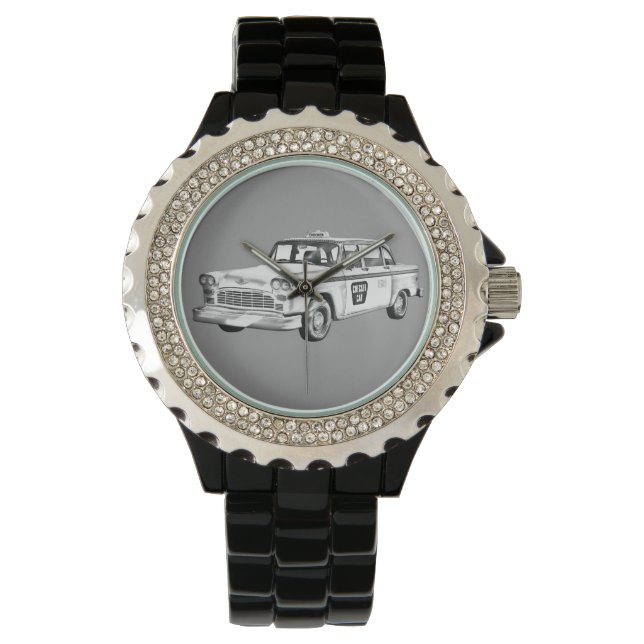 Checker Taxi Cab Illustration Watch (Front)