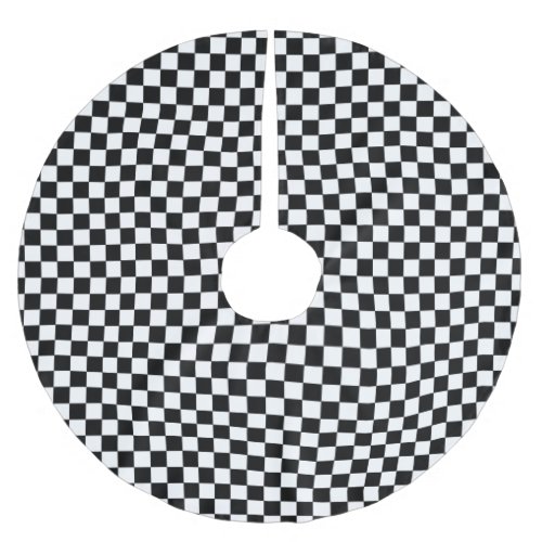 CHECKERBOARD a black  white design  Brushed Polyester Tree Skirt