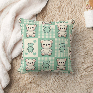 Checkerboard bear cushion