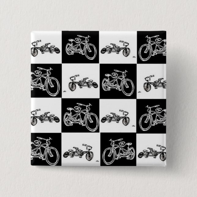 checkerboard bicycles pinback button (Front)