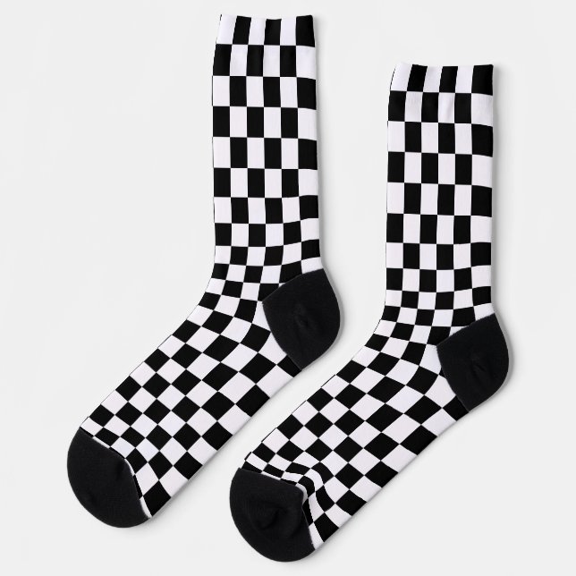 Checkerboard Black and White Checkered Socks (Left)