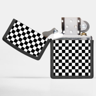 Checkerboard Black and White Derby Jockey Silks Zippo Lighter