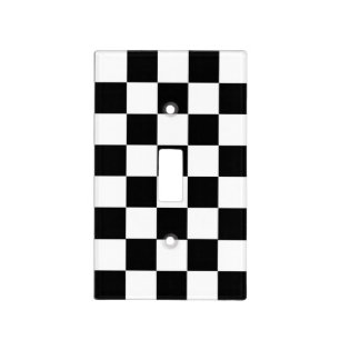 CHECKERBOARD   BLACK  AND WHITE  SWITCH PLATE