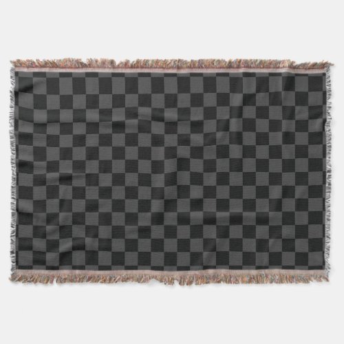 Checkerboard Black Gray Checkered Squares Check Throw Blanket