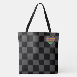 Checkerboard - Black Gray - Emo - Tote