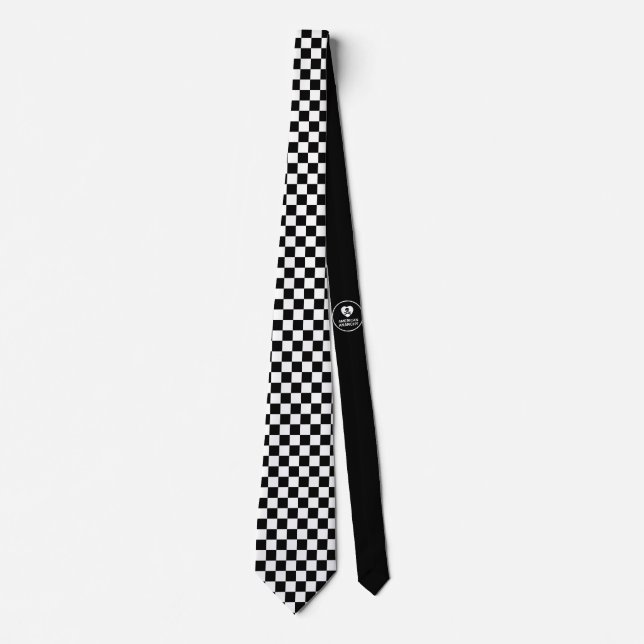 Checkerboard - Black White - Emo - Neck Tie (Front)