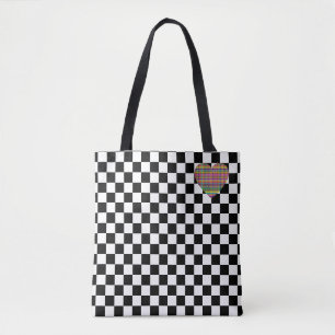 Checkerboard - Black White - Emo - Tote