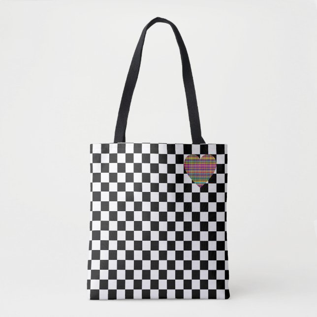 Checkerboard - Black White - Emo - Tote Bag (Front)