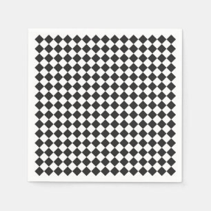 Checkerboard Black White Race Car Sports fun Napkins