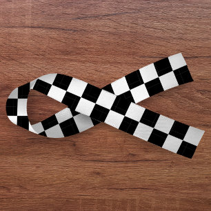 Checkerboard Black & White Satin Ribbon
