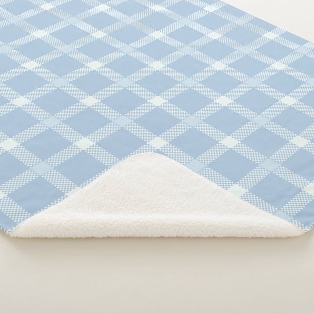 Checkerboard blue - French country Sherpa Blanket (3/4)