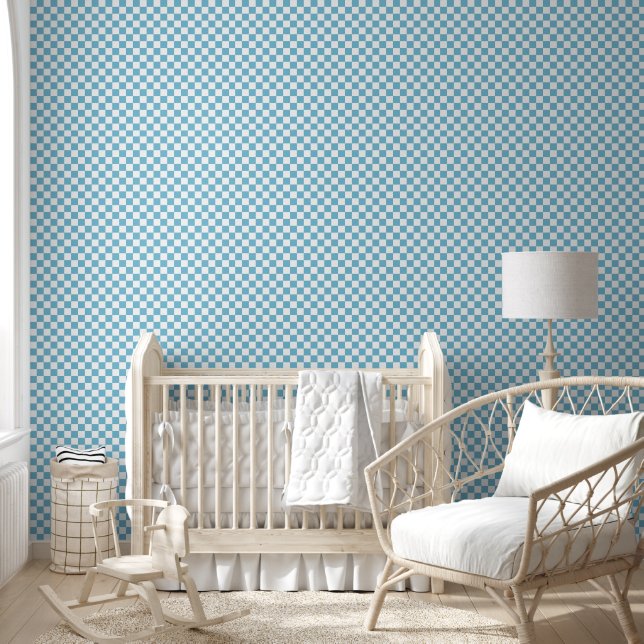 Checkerboard Blue White  Wallpaper (Kids)