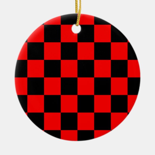 CHECKERBOARD CERAMIC ORNAMENT (Front)