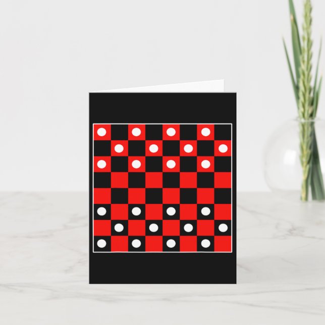 Checkerboard Checker Board Games Black And Red Hal Card (Front)