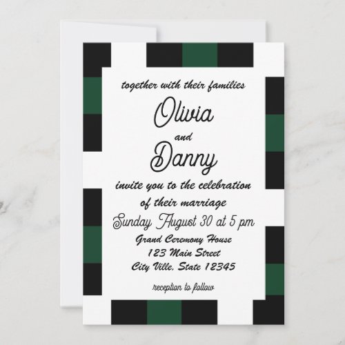 Checkerboard Checkered Checks Wedding Invitation