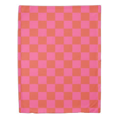 Checkerboard Checkered Pattern In Pink And Orange  Duvet Cover at Zazzle