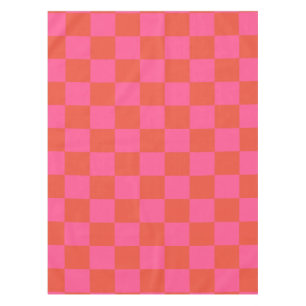 Checkerboard Checkered Pattern in Pink and Orange  Tablecloth