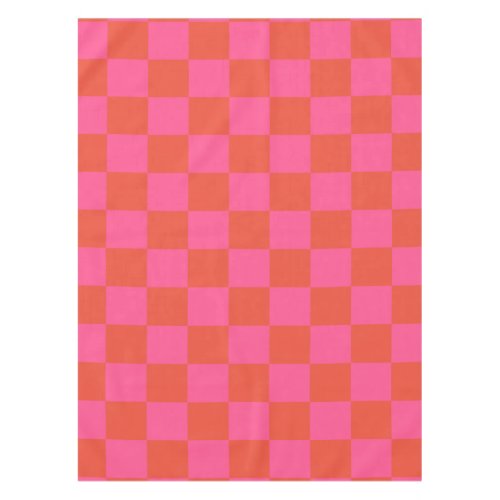 Checkerboard Checkered Pattern in Pink and Orange  Tablecloth