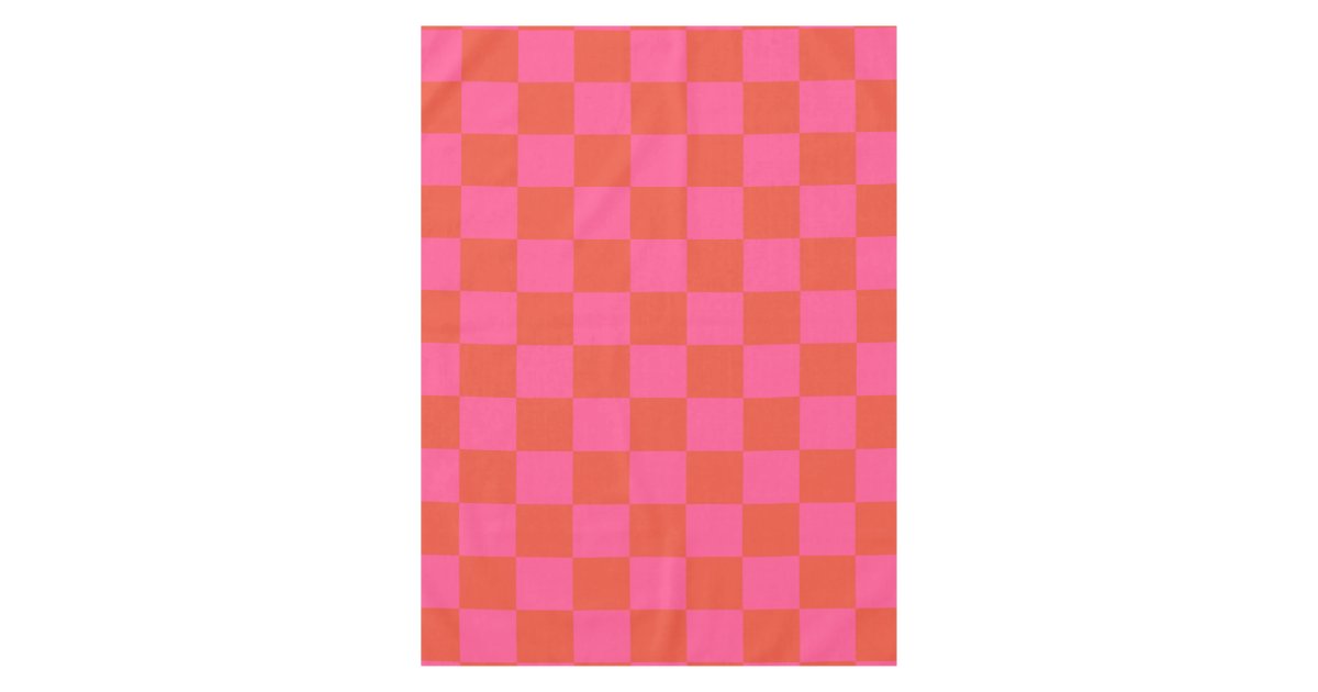 Checkerboard Checkered Pattern in Pink and Orange Tablecloth | Zazzle