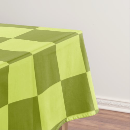 Checkerboard Checkered Pattern Olive Green Lime Tablecloth