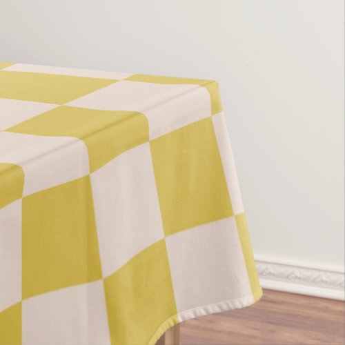 Checkerboard Checkered Pattern Picnic Yellow White Tablecloth