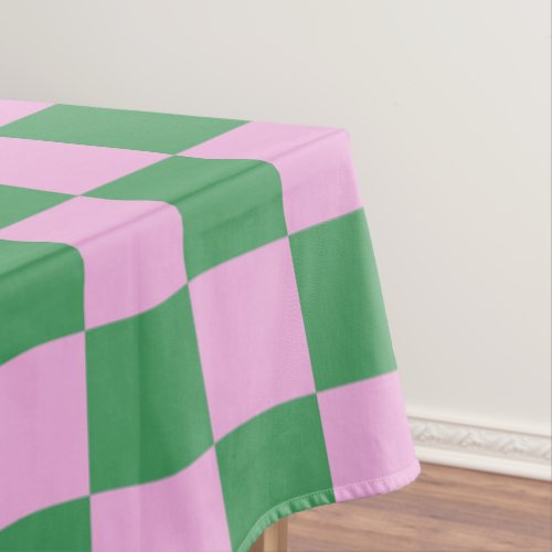 Checkerboard Checkered Pattern Pink and Green Tablecloth