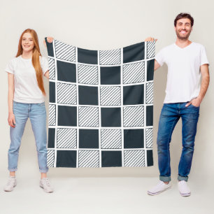 Checkerboard Checks Stripes Checkered Fleece Blanket