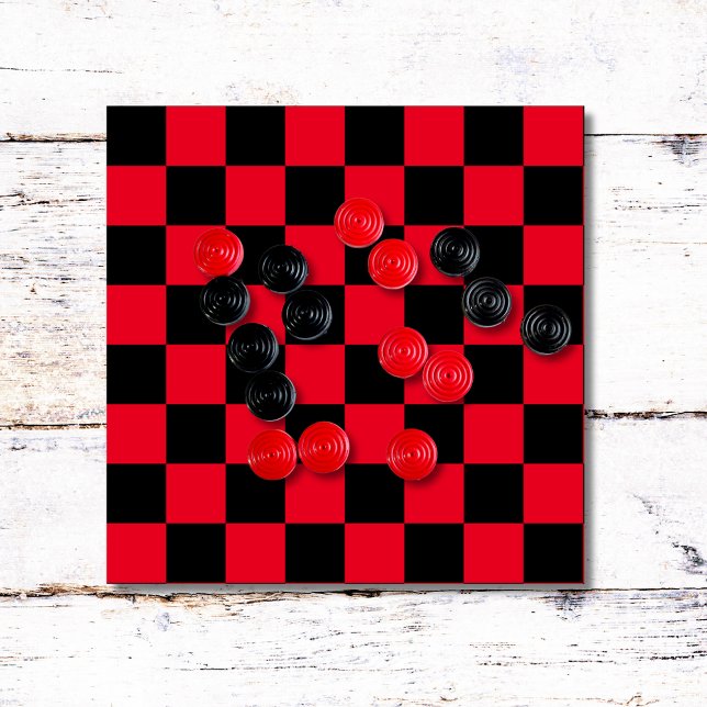 Checkerboard Chequerboard Black and Red Game Board Wood Wall Art (Creator Uploaded)