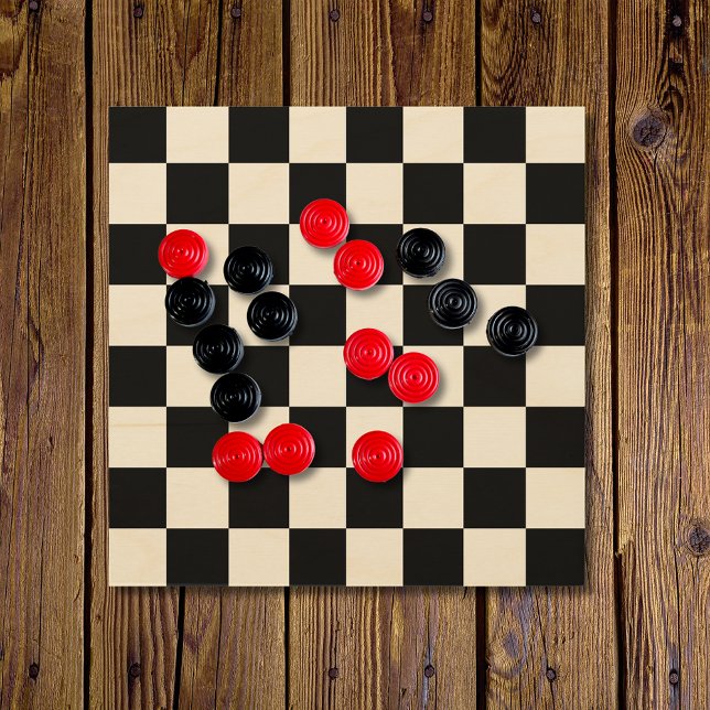 Checkerboard Chequerboard Black + Wood Game Board Wood Wall Art (Creator Uploaded)