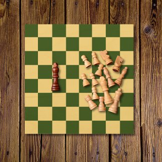 Checkerboard Chequerboard Green + Buff Game Board