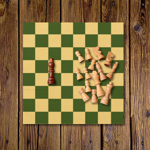 Checkerboard Chequerboard Green + Buff Game Board Wood Wall Art
