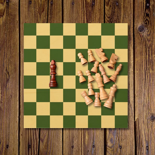 Checkerboard Chequerboard Green + Buff Game Board Wood Wall Art (Creator Uploaded)