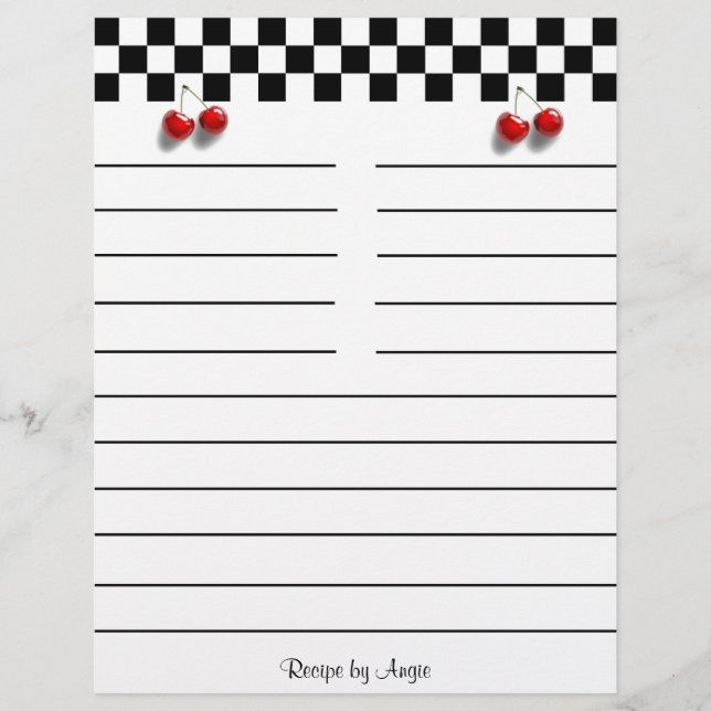 Checkerboard Cherries Recipe Paper 8.5 x 11 (Front)