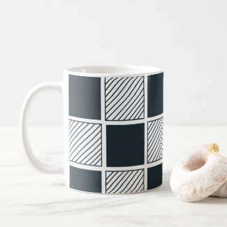 Checkerboard Cool Black and White Navy Blue 