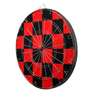 CHECKERBOARD DARTBOARD WITH DARTS