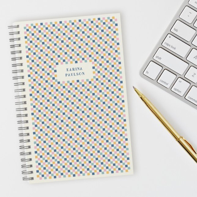 Checkerboard Frame Spiral-Bound Notebook - Blue (Creator Uploaded)