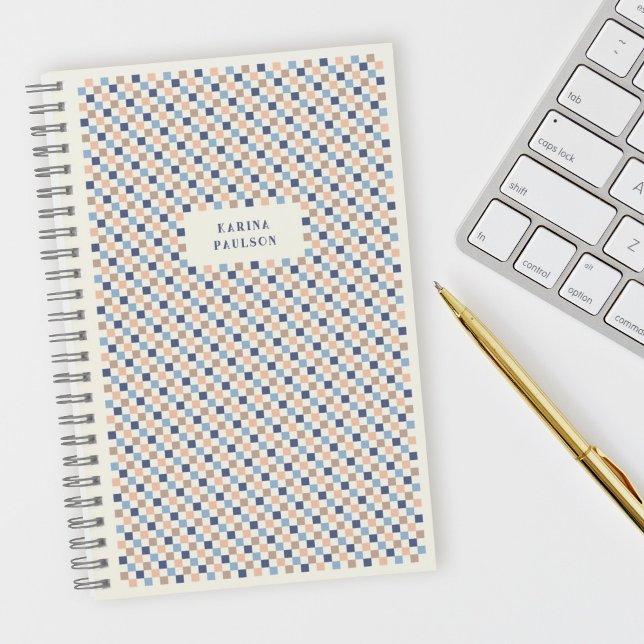 Checkerboard Frame Spiral-Bound Notebook - Navy (Creator Uploaded)