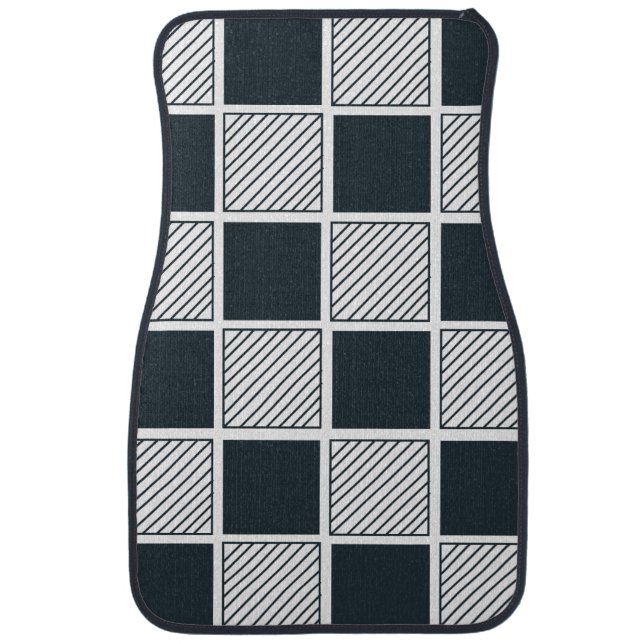 Checkerboard Geometric Modern Car Floor Mat (Front)