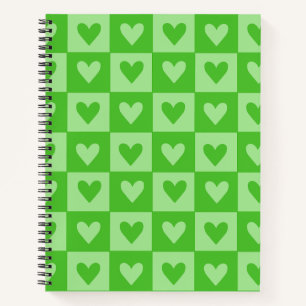Checkerboard Green Heart Notebook
