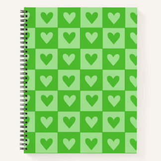 Checkerboard Green Heart Notebook 
