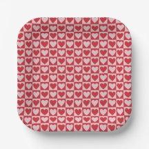 Checkerboard Heart Valentine's Paper Plates