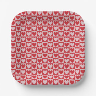 Checkerboard Heart Valentine's Paper Plates