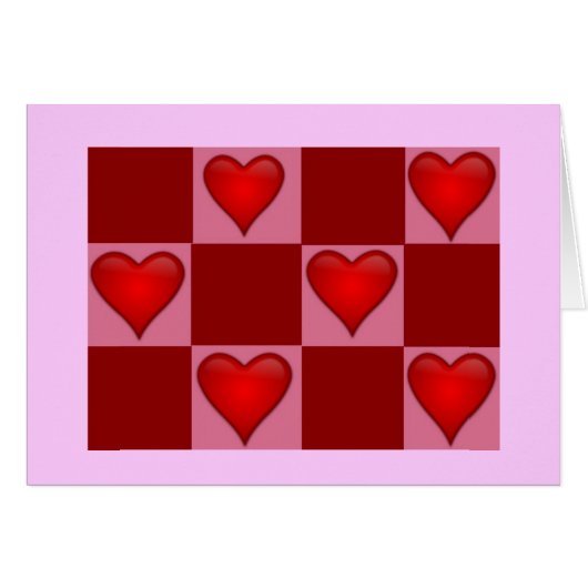 Checkerboard Hearts Greeting Card (Front Horizontal)